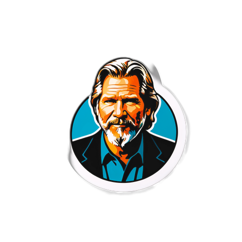 A Sticker mit Jeff Bridges in seiner berühmten Rolle, minimalistischer, künstlerischer Stil