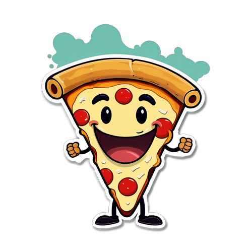 Cheerful Pizza Slice Sticker