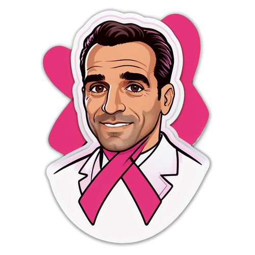 Adesivo di Supporto con 'Giuseppe Cannavale' e nastro rosa per la consapevolezza del linfoma