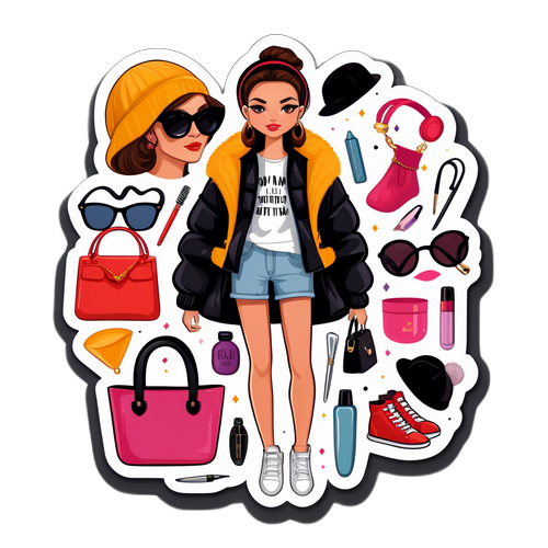 Adesivo alla moda con Michela Miti e accessori trendy