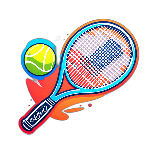 Minh họa chi tiết của vợt tennis và bóng 'Jannik Sinner'