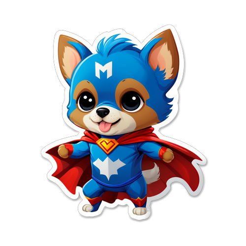 Superhero Puppy Sticker