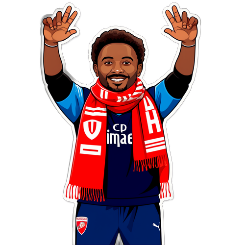 הוא מחזיק בצעיף בגאווה, לבוש בצבעים של מילאנו, חוגג משחק מרגש נגד הפועל תל אביב