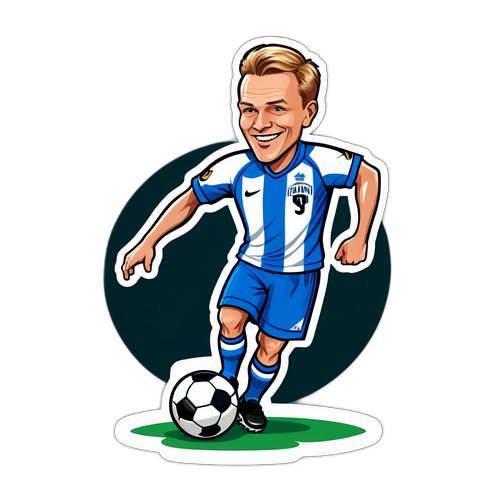 Karikatyyri Auvo Puurtinen jalkapallopaidassa