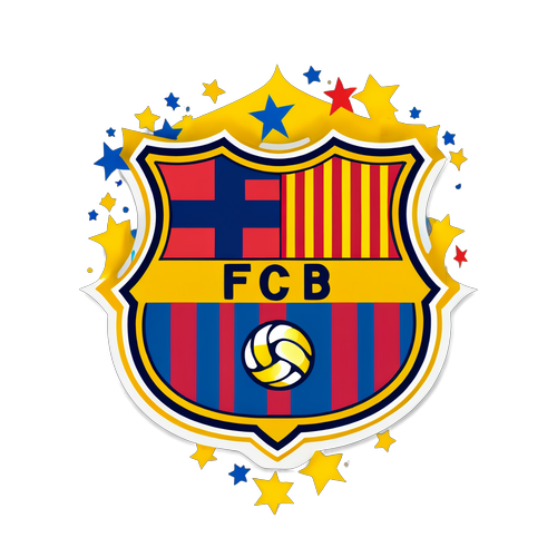 FC Barcelona Logo Sticker met Sterren