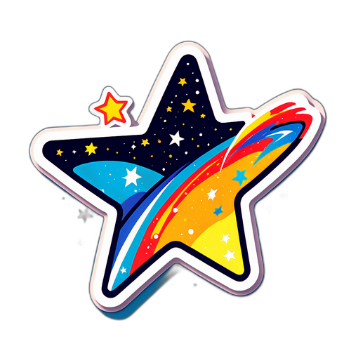 Retro Sticker van een vallende ster met sprankeleffect