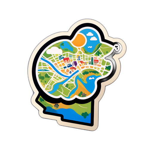 Sticker cu harta stilizată a Piperei