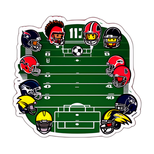 Football-Themed Cartoon Sticker Featuring Player Depth Chart
