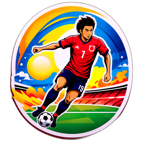 Diseño vibrante de un jugador de fútbol japonés