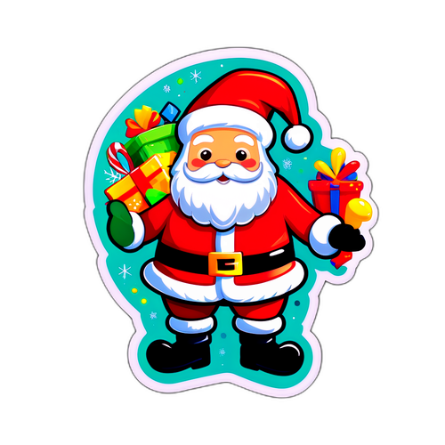 Adesivo Natalino com Papai Noel Colorido