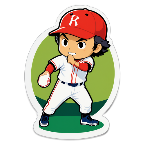基本を重んじる野球を象徴するタケダ・カズヒロのイラストステッカー