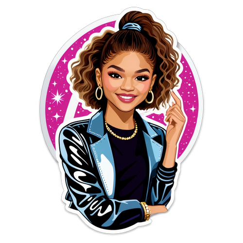 Elegant sticker af Zendaya i fashionable pose