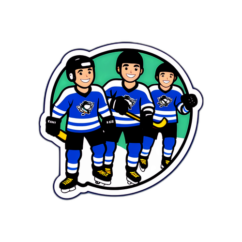 Rolig klistermärke som firar teamwork i ishockey