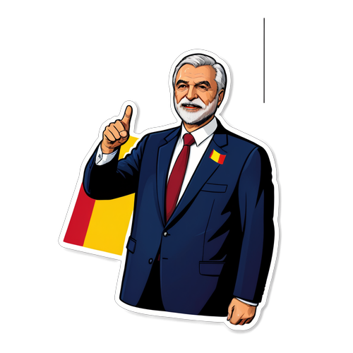 Sticker design cu George Simion și steagul României