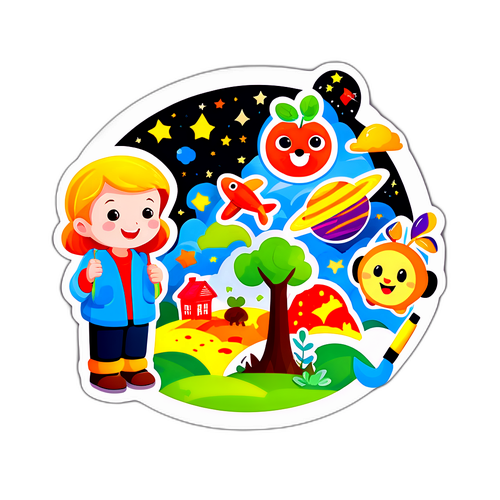 快乐学习的场景贴纸