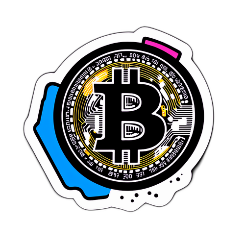 Stiker Bitcoin Trendy dengan Graf Fluktuasi