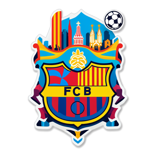 Vibrant Barcelona Skyline with Football Element