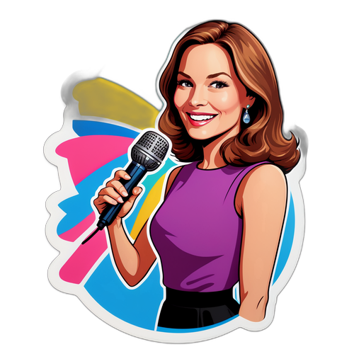 Sticker van Valerie Van Peel als presentatrice