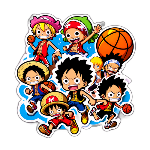 Masiglang Sticker na may mga Tauhan mula sa One Piece