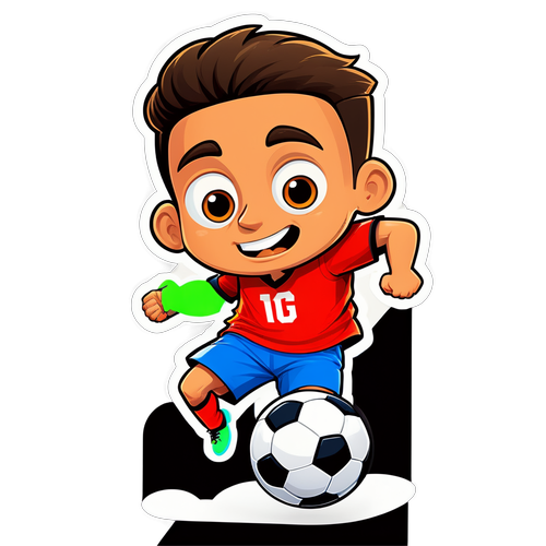 Vrolijke cartoonvoetballer sticker