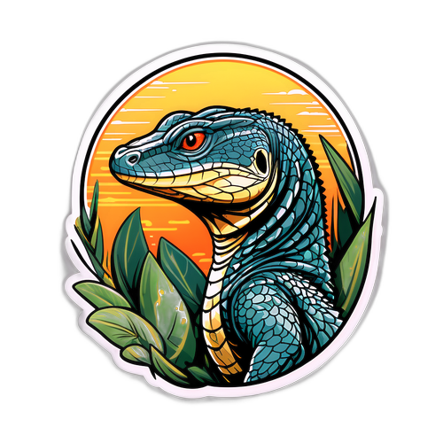 Vibrant Water Monitor Lizard Sticker