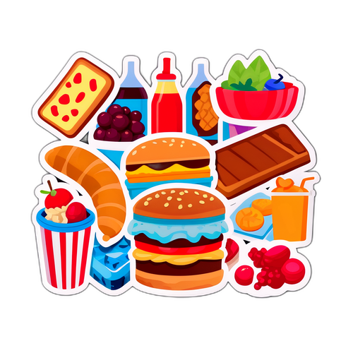 야외 피크닉 테마의 달콤한 간식 스티커
