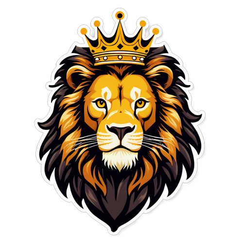 Diseño de un león majestuoso con corona