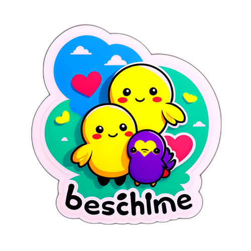 Стикер с логотипом Beeline и милыми героями дружбы и связи