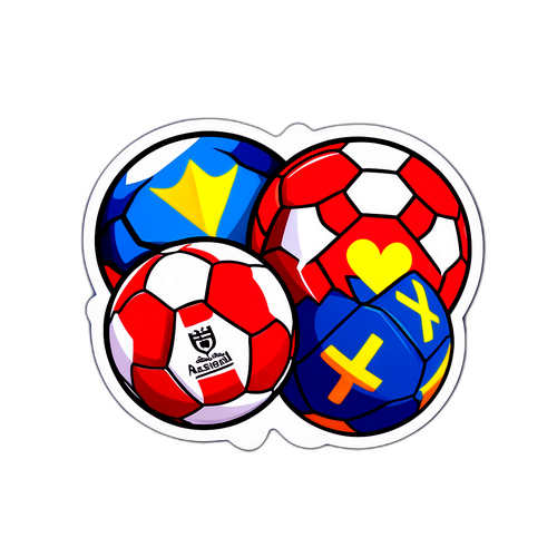 Stiker Logo Sunderland dan Arsenal dengan Bola Kartun