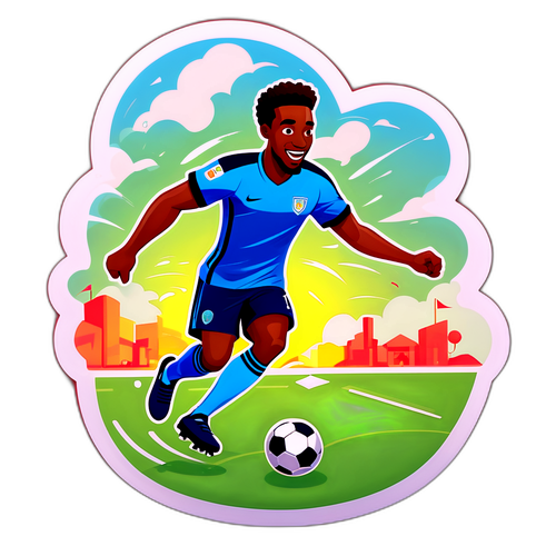 Spelande fotbollsscen med Bryan Mbeumo