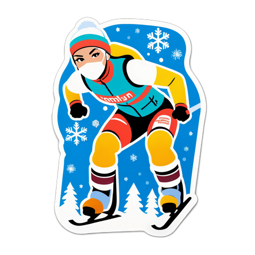Winter Sports Sticker Featuring a Ski Racer
