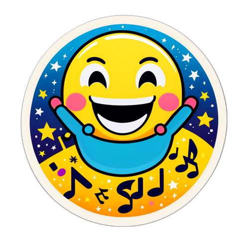 楽しいキャラクターと音符のデザイン