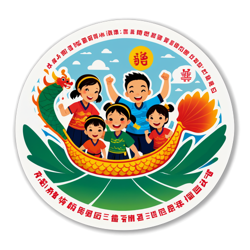端午快乐家庭庆祝贴纸