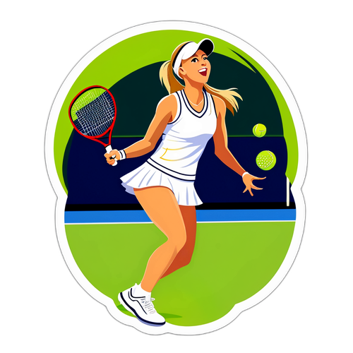 Sticker af Amanda Anisimova, der serverer en tennisbold