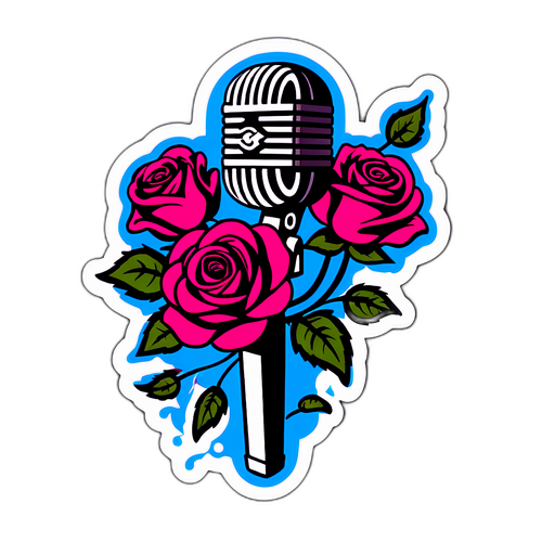Sting hangját képviselő matrica: mikrofon és rózsák