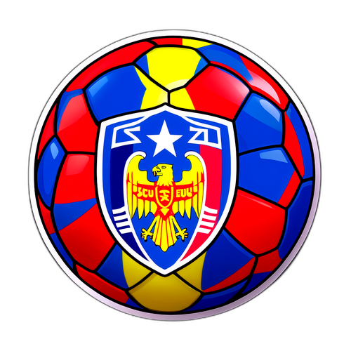 Sticker cu minge de fotbal și culorile echipei Steaua