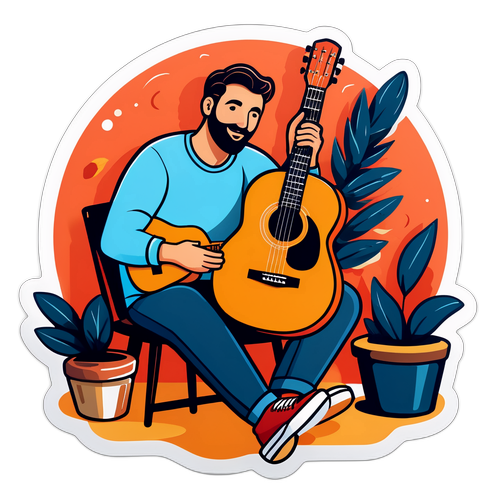 Levente Lakatos akusztikus gitárral, meghitt környezetben