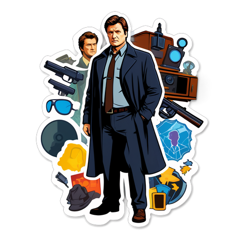 Heroic Detective Sticker Design of Nathan Fillion