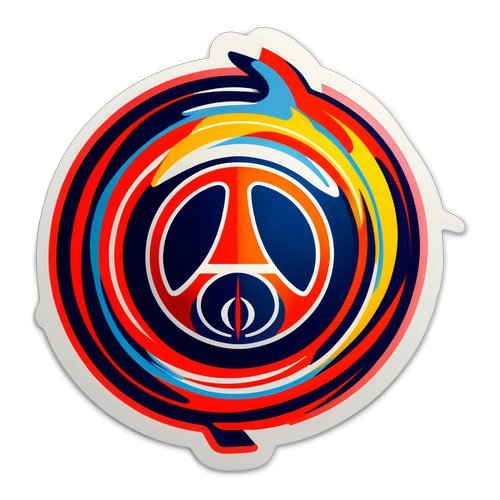 Stylizované logo PSG s energickým pozadím