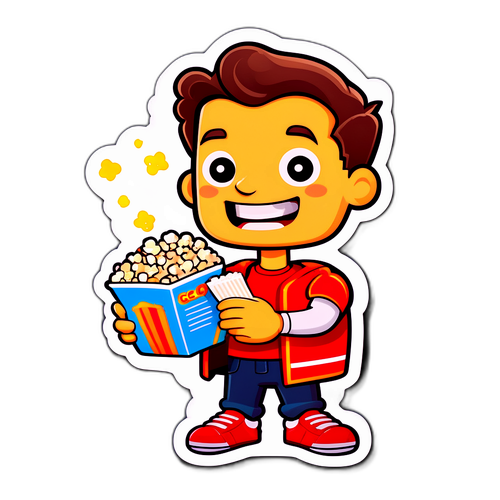 映画のポップコーンを持っているキャラクターのデザイン