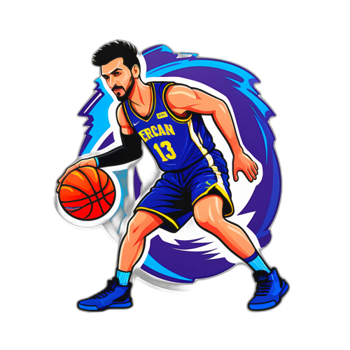 Fängslande klistermärke av Ercan Osmani i aktion på basketplanen