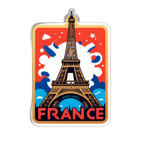 Autocollant du logo France Travail avec la Tour Eiffel