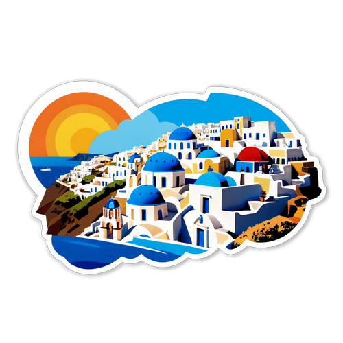 Kleurrijke sticker van Santorini