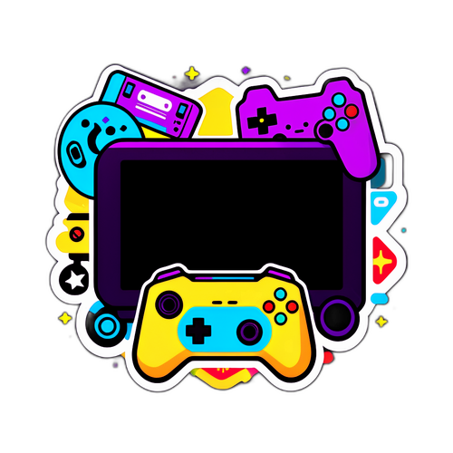 Autocollant avec le logo Twitch et éléments de culture geek