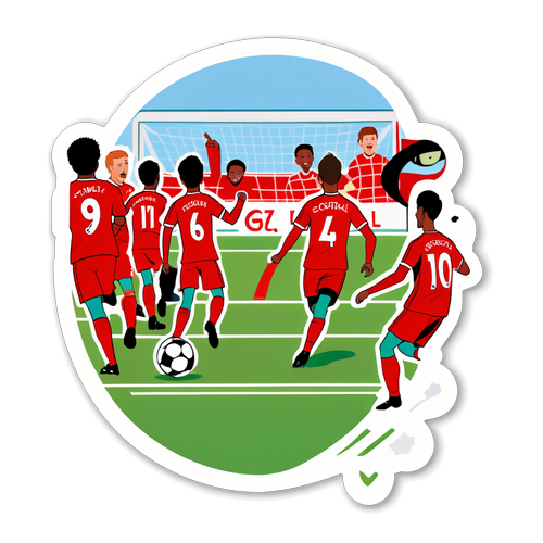 Playful Liverpool Goal Celebration Sticker