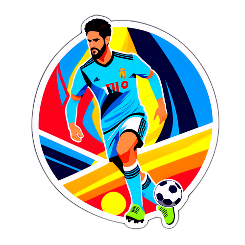 Isco színes illusztrációja a pályán