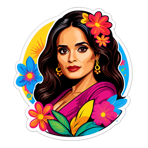 Caricatură a lui Salma Hayek în stil pop-art