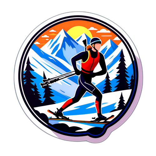 Эмблема биатлониста в динамическом движении