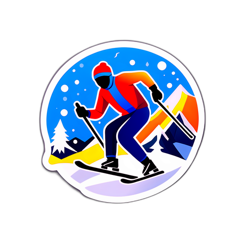 겨울 스포츠 장면의 감정 스티커