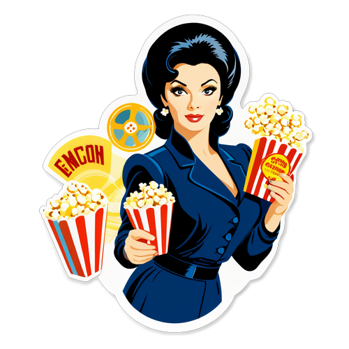 Sticker di Edwige Fenech con Popcorn